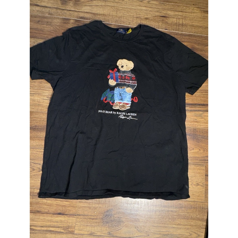 Polo Ralph Lauren Men's Black Bear Graphic Print Crew-Neck T-Shirt Sz 2XL Preppy